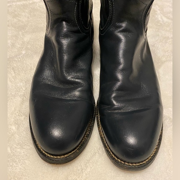 Justin Western navy blue cowboy leather boots, style 3057, sz 6 1/2 B, vintage - Picture 5 of 8